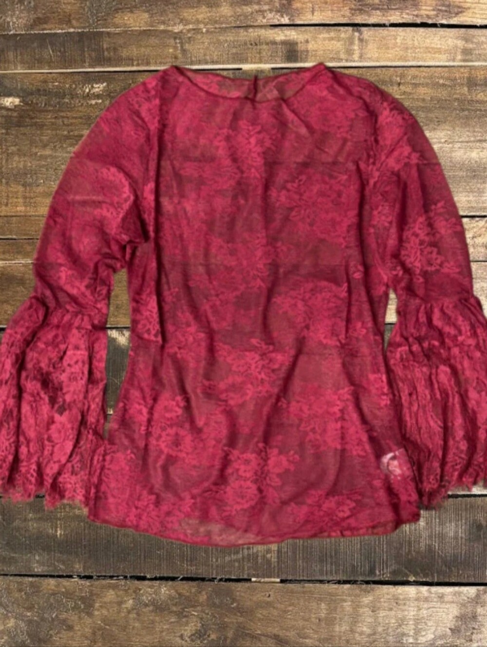 #1716 Jaded Gypsy Garden Tea Lace Top - Berry